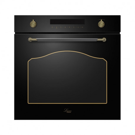 Luxor HB 978 Logic 60 BL Classico UNIQUE Ultra AN 3 скла дверей + камінь для піци у подарунок , ретро антрацит, чорний