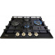 Варильна поверхня газова Luxor Gold Vintage 60 Emaille Turbo Wok Italy BK + кругла підставка Wok у подарунок,чорна