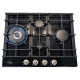 Варильна поверхня газова Luxor Gold Vintage 60 Emaille Turbo Wok Italy BK + кругла підставка Wok у подарунок,чорна
