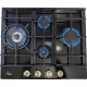 Варильна поверхня газова Luxor Gold Vintage 60 Emaille Turbo Wok Italy BK + кругла підставка Wok у подарунок,чорна