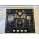 Варильна поверхня газова Luxor Gold Vintage 60 Emaille Turbo Wok Italy BK + кругла підставка Wok у подарунок,чорна